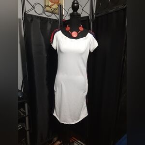 Arabella Women's Dress White  Off Shoulders Elastic Waist Neckline Size Small